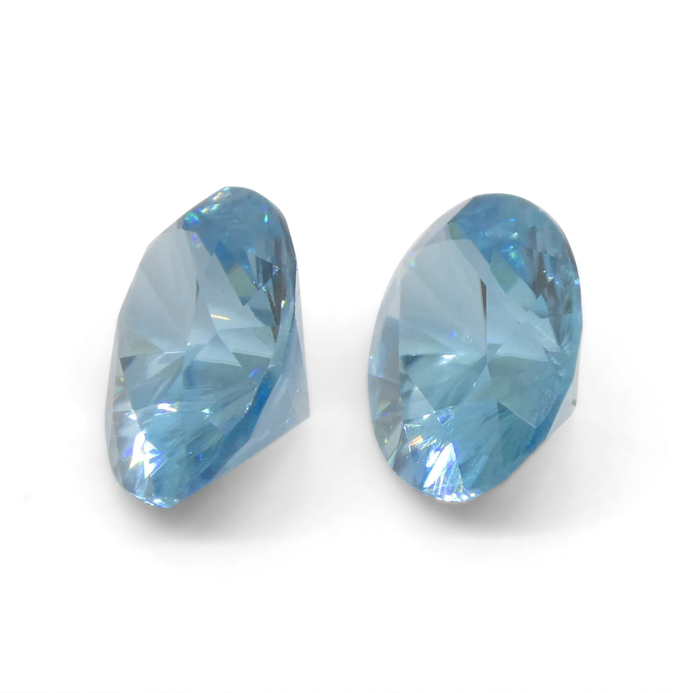 4.75ct Pair Oval Diamond Cut Blue Zircon from Cambodia - Skyjems Wholesale Gemstones