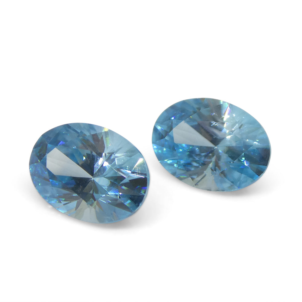 4.75ct Pair Oval Diamond Cut Blue Zircon from Cambodia - Skyjems Wholesale Gemstones