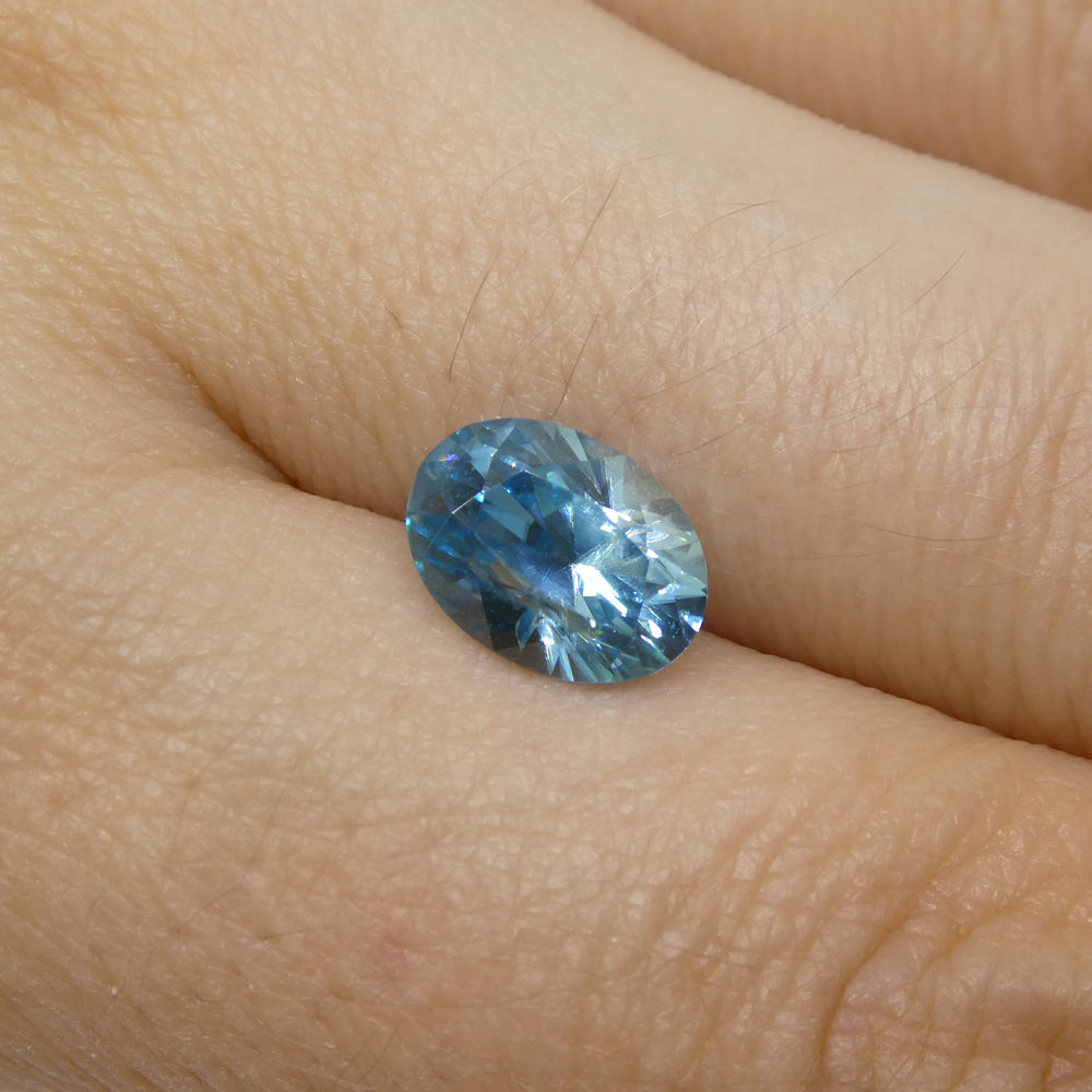 2.72ct Oval Diamond Cut Blue Zircon from Cambodia - Skyjems Wholesale Gemstones