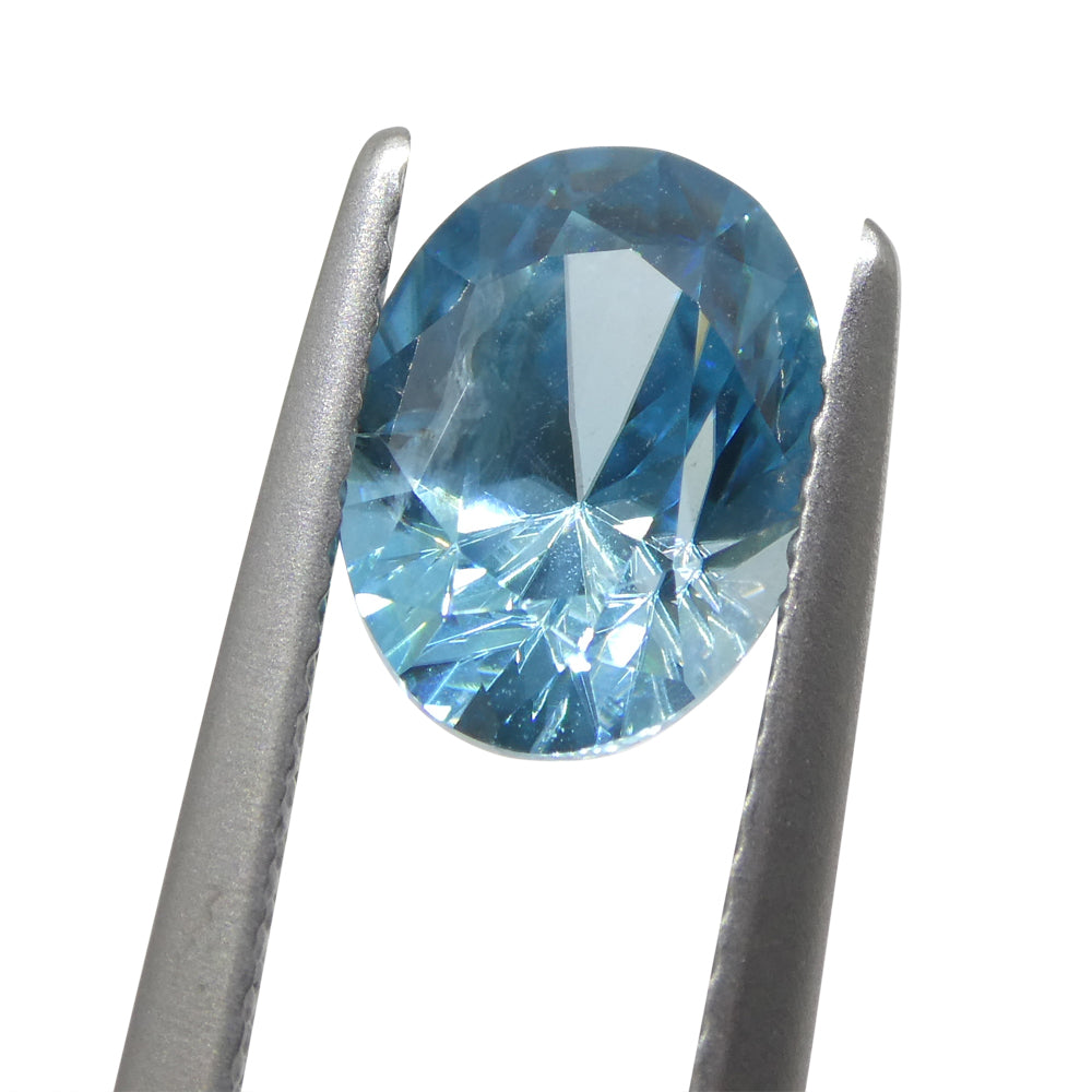 2.72ct Oval Diamond Cut Blue Zircon from Cambodia - Skyjems Wholesale Gemstones