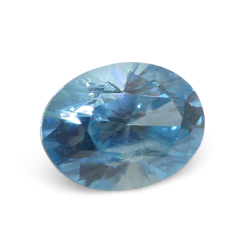 2.72ct Oval Diamond Cut Blue Zircon from Cambodia - Skyjems Wholesale Gemstones