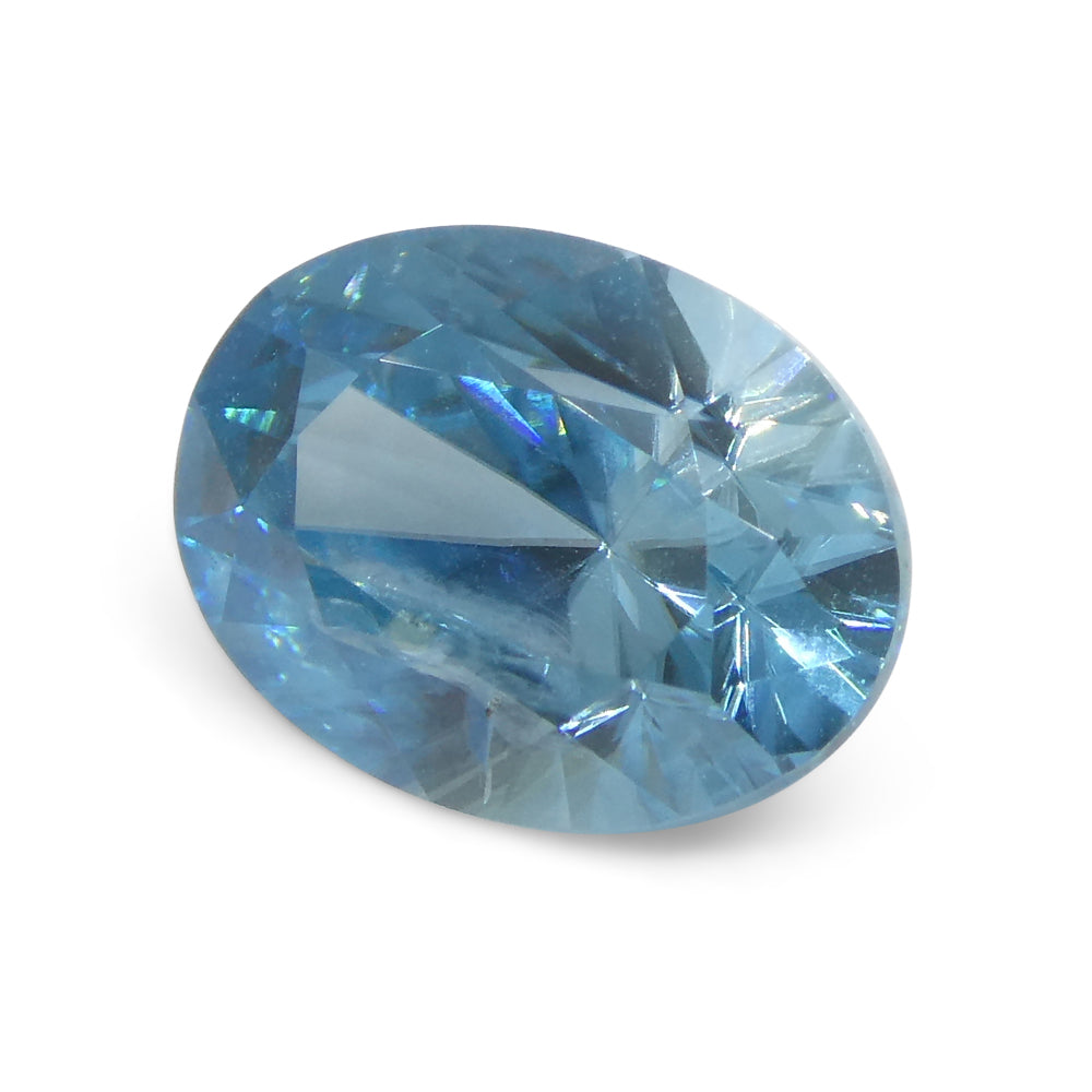 2.72ct Oval Diamond Cut Blue Zircon from Cambodia - Skyjems Wholesale Gemstones