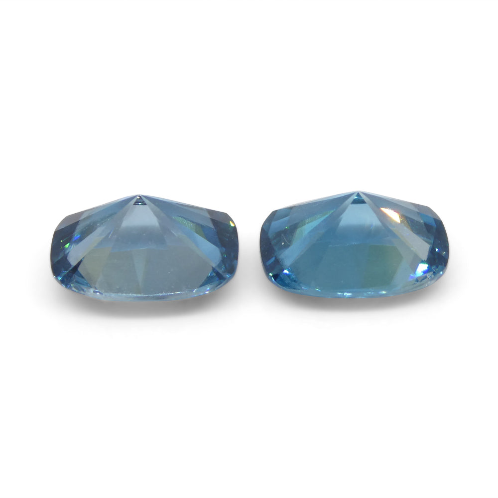 4.66ct Pair Cushion Diamond Cut Blue Zircon from Cambodia - Skyjems Wholesale Gemstones