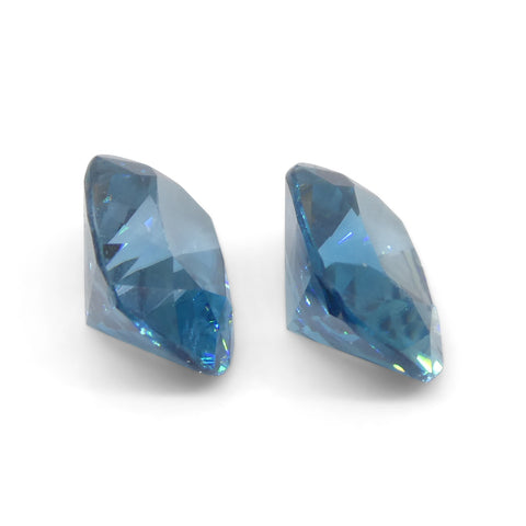 4.66ct Pair Cushion Diamond Cut Blue Zircon from Cambodia
