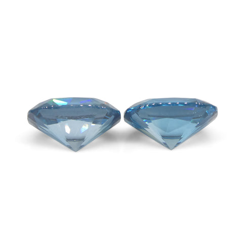 4.66ct Pair Cushion Diamond Cut Blue Zircon from Cambodia
