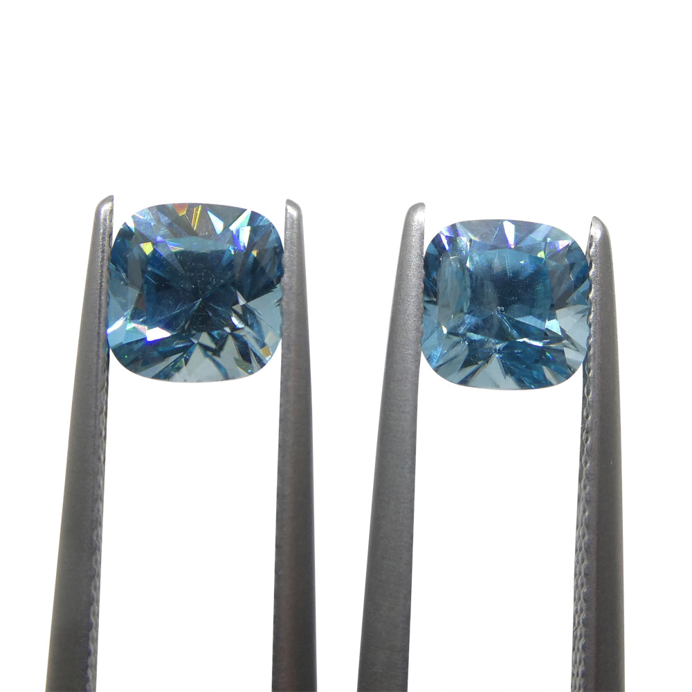 Zircon 3.88 cts 6.51 x 6.51 x 4.88 mm/6.52 x 6.44 x 4.92 Square Cushion Blue  $780