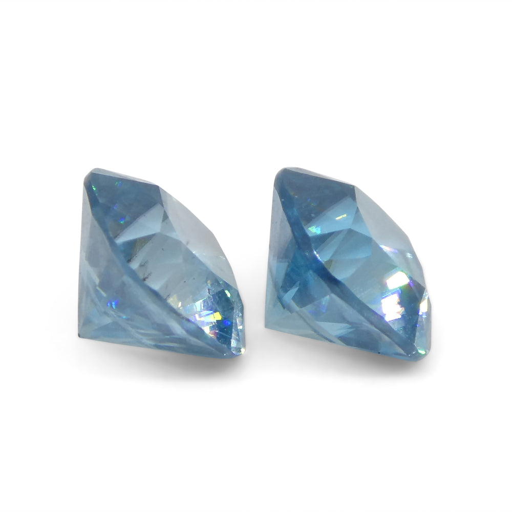 3.88ct Pair Square Cushion Diamond Cut Blue Zircon from Cambodia - Skyjems Wholesale Gemstones