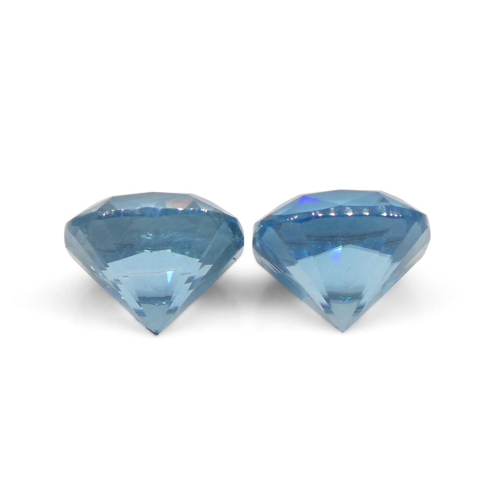 3.88ct Pair Square Cushion Diamond Cut Blue Zircon from Cambodia - Skyjems Wholesale Gemstones