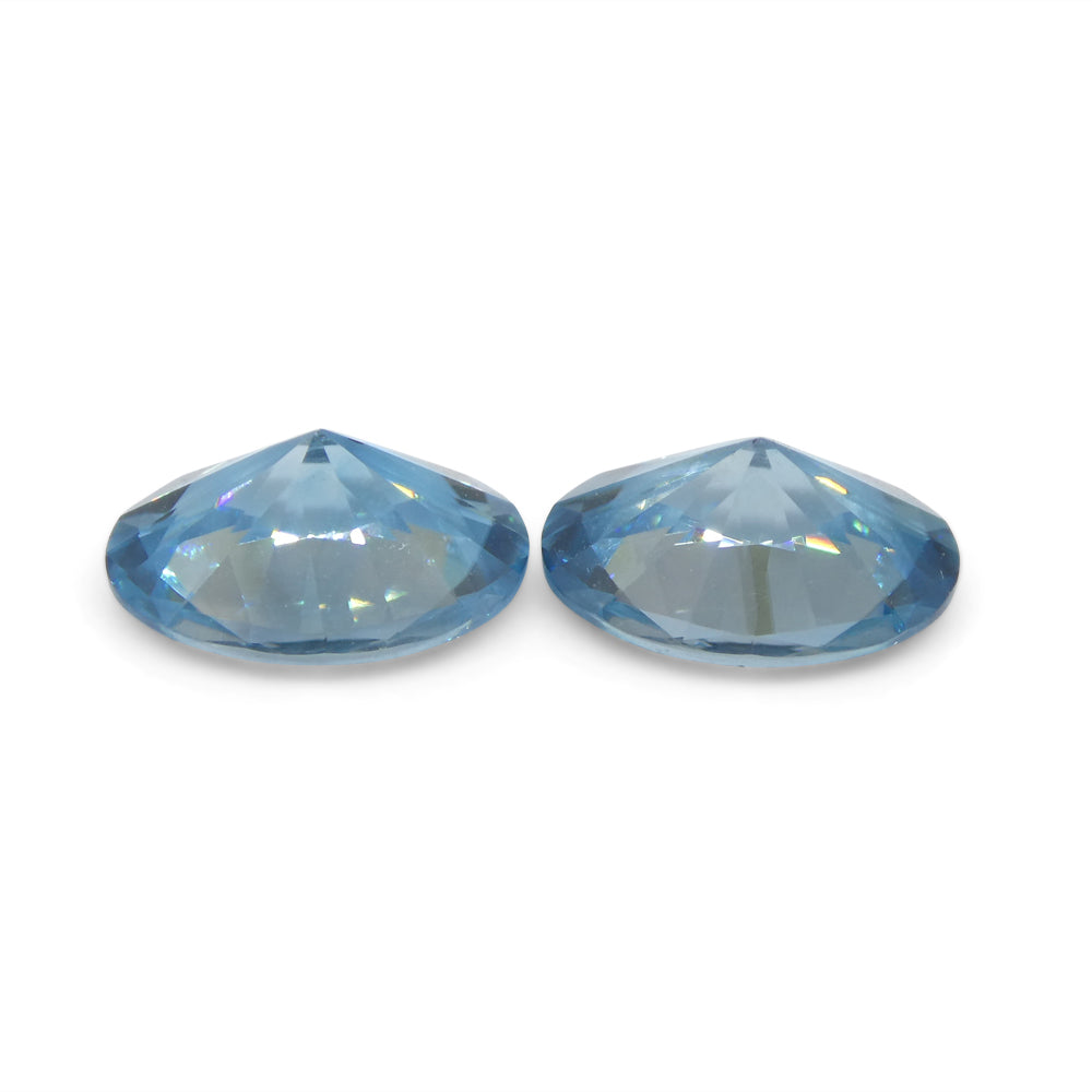 3.86ct Pair Oval Diamond Cut Blue Zircon from Cambodia - Skyjems Wholesale Gemstones