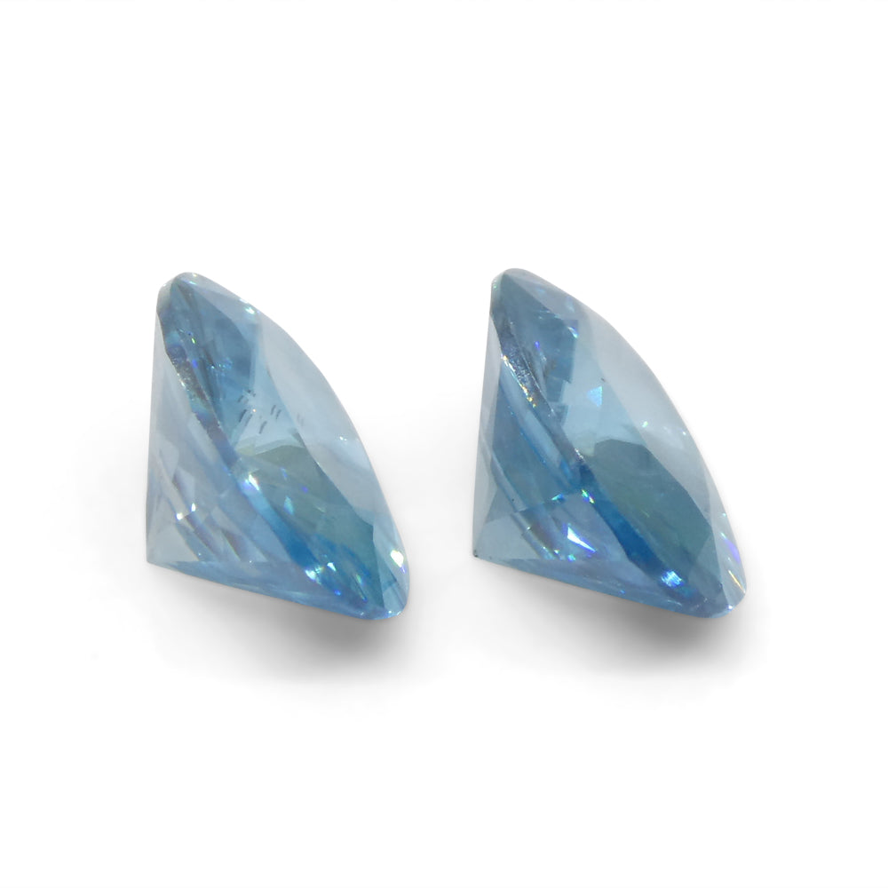 3.86ct Pair Oval Diamond Cut Blue Zircon from Cambodia - Skyjems Wholesale Gemstones