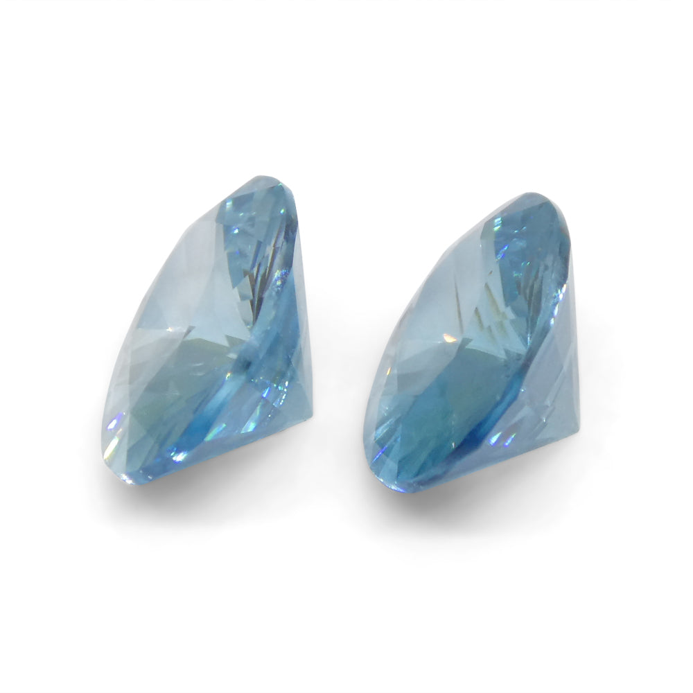 3.86ct Pair Oval Diamond Cut Blue Zircon from Cambodia - Skyjems Wholesale Gemstones