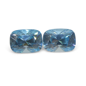 4.31ct Pair Cushion Diamond Cut Blue Zircon from Cambodia - Skyjems Wholesale Gemstones