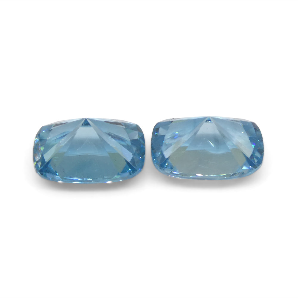 4.31ct Pair Cushion Diamond Cut Blue Zircon from Cambodia - Skyjems Wholesale Gemstones