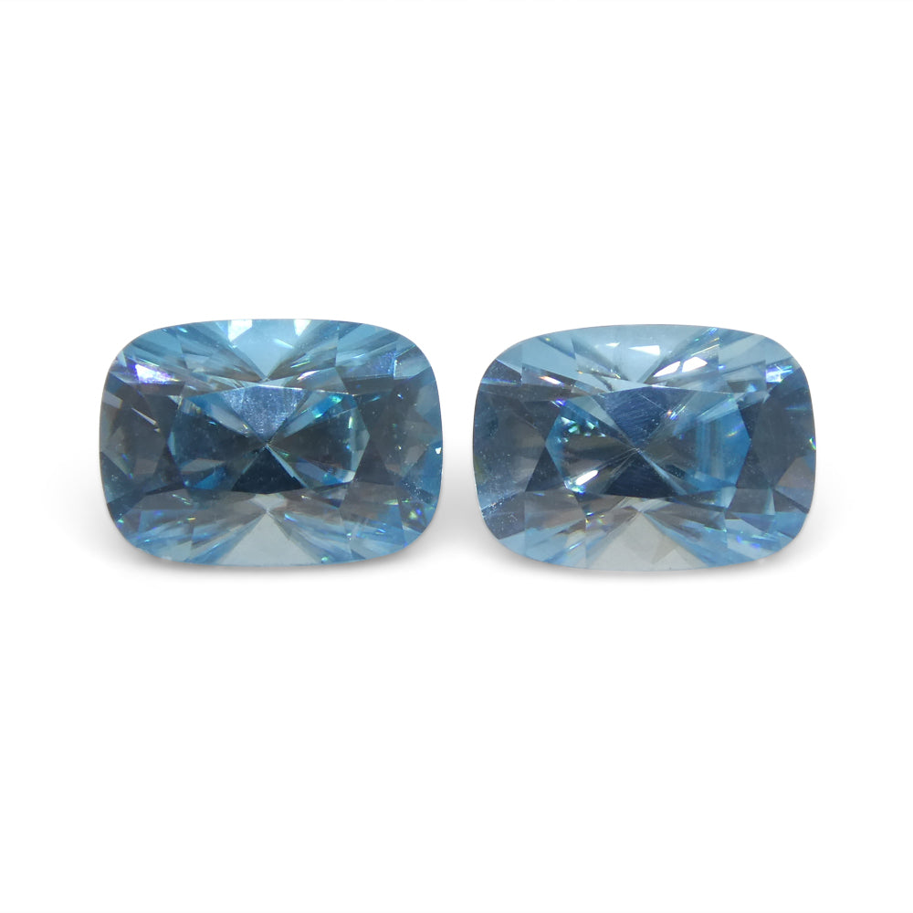 4.31ct Pair Cushion Diamond Cut Blue Zircon from Cambodia - Skyjems Wholesale Gemstones