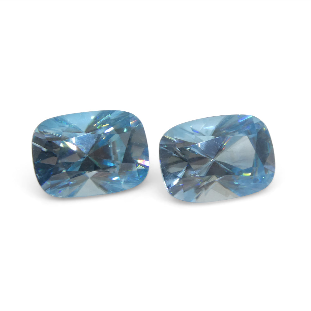 4.31ct Pair Cushion Diamond Cut Blue Zircon from Cambodia - Skyjems Wholesale Gemstones