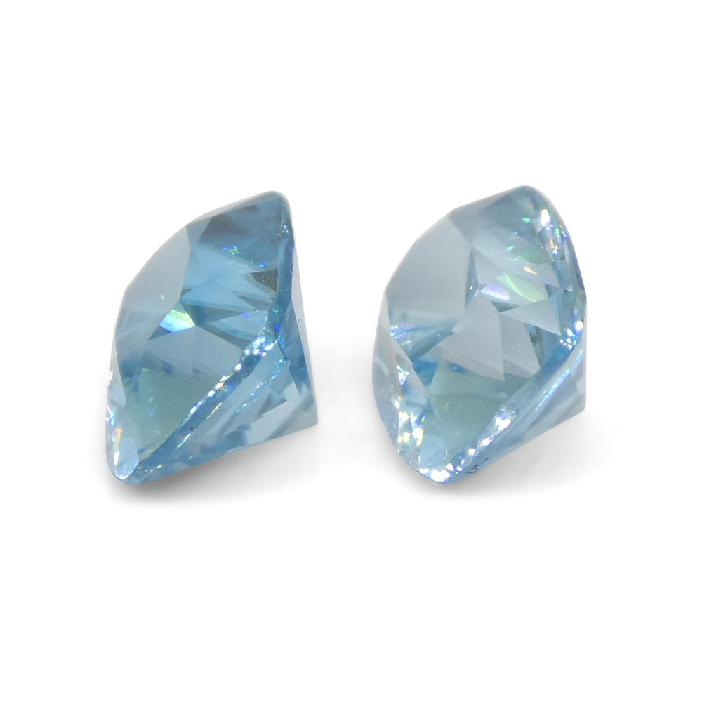 4.31ct Pair Cushion Diamond Cut Blue Zircon from Cambodia - Skyjems Wholesale Gemstones