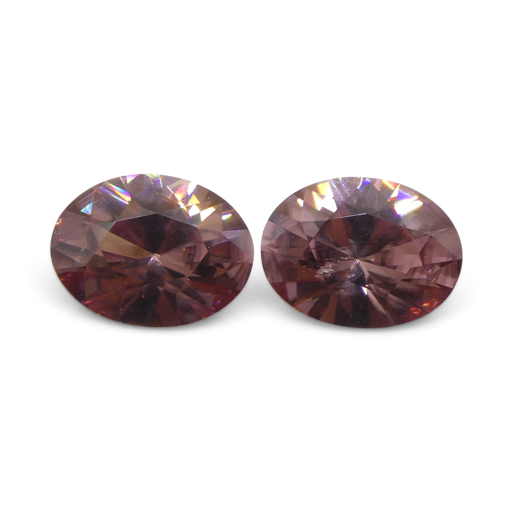 3.73ct Pair Oval Diamond Cut Pink Zircon from Sri Lanka - Skyjems Wholesale Gemstones