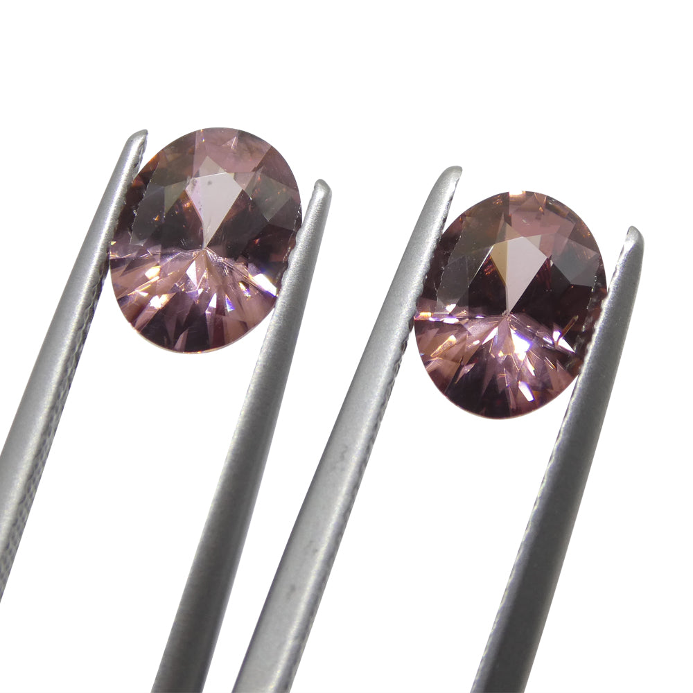 3.73ct Pair Oval Diamond Cut Pink Zircon from Sri Lanka - Skyjems Wholesale Gemstones