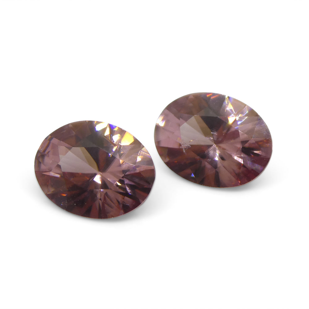 3.73ct Pair Oval Diamond Cut Pink Zircon from Sri Lanka - Skyjems Wholesale Gemstones