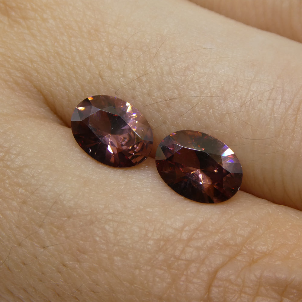 3.46ct Pair Oval Diamond Cut Pink Zircon from Sri Lanka - Skyjems Wholesale Gemstones