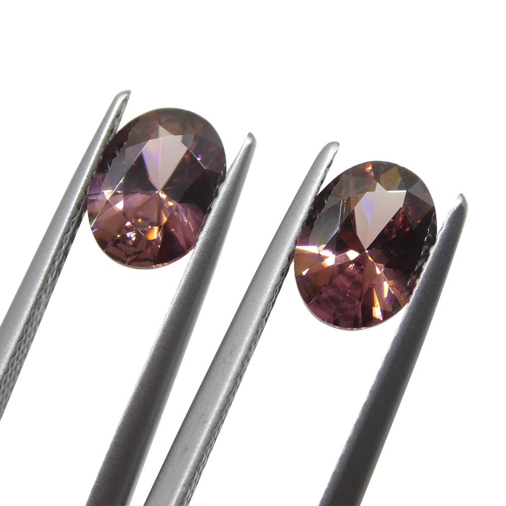 3.46ct Pair Oval Diamond Cut Pink Zircon from Sri Lanka - Skyjems Wholesale Gemstones