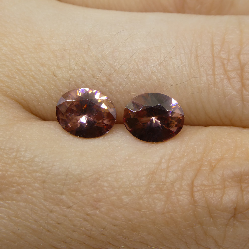 3.54ct Pair Oval Diamond Cut Pink Zircon from Sri Lanka - Skyjems Wholesale Gemstones