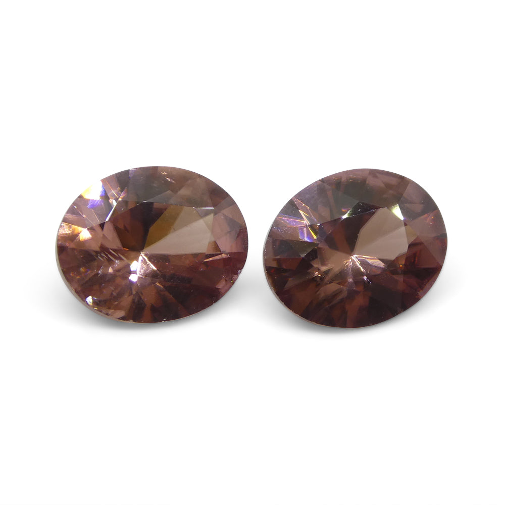 3.54ct Pair Oval Diamond Cut Pink Zircon from Sri Lanka - Skyjems Wholesale Gemstones