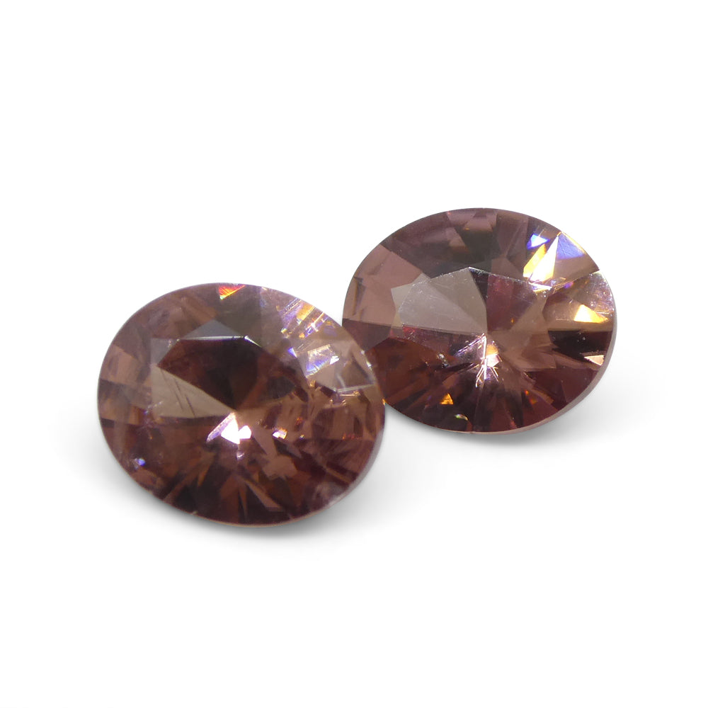 3.54ct Pair Oval Diamond Cut Pink Zircon from Sri Lanka - Skyjems Wholesale Gemstones