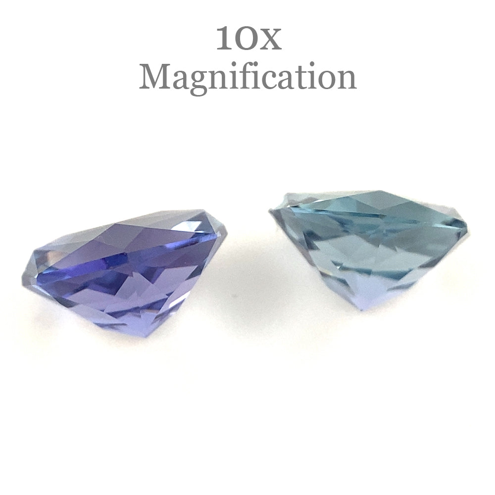 SkyJems 2.5ct Cushion Tanzanite Precision Cut Pair from Tanzania, vivid violet-blue gemstone duo