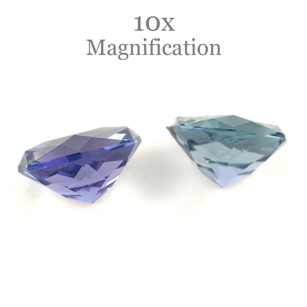 SkyJems 2.5ct Cushion Tanzanite Precision Cut Pair from Tanzania, vibrant violet-blue gemstone duo