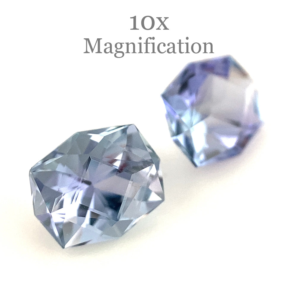 SkyJems 2.5ct Cushion Tanzanite Precision Cut Pair from Tanzania, vivid violet-blue gemstone duo