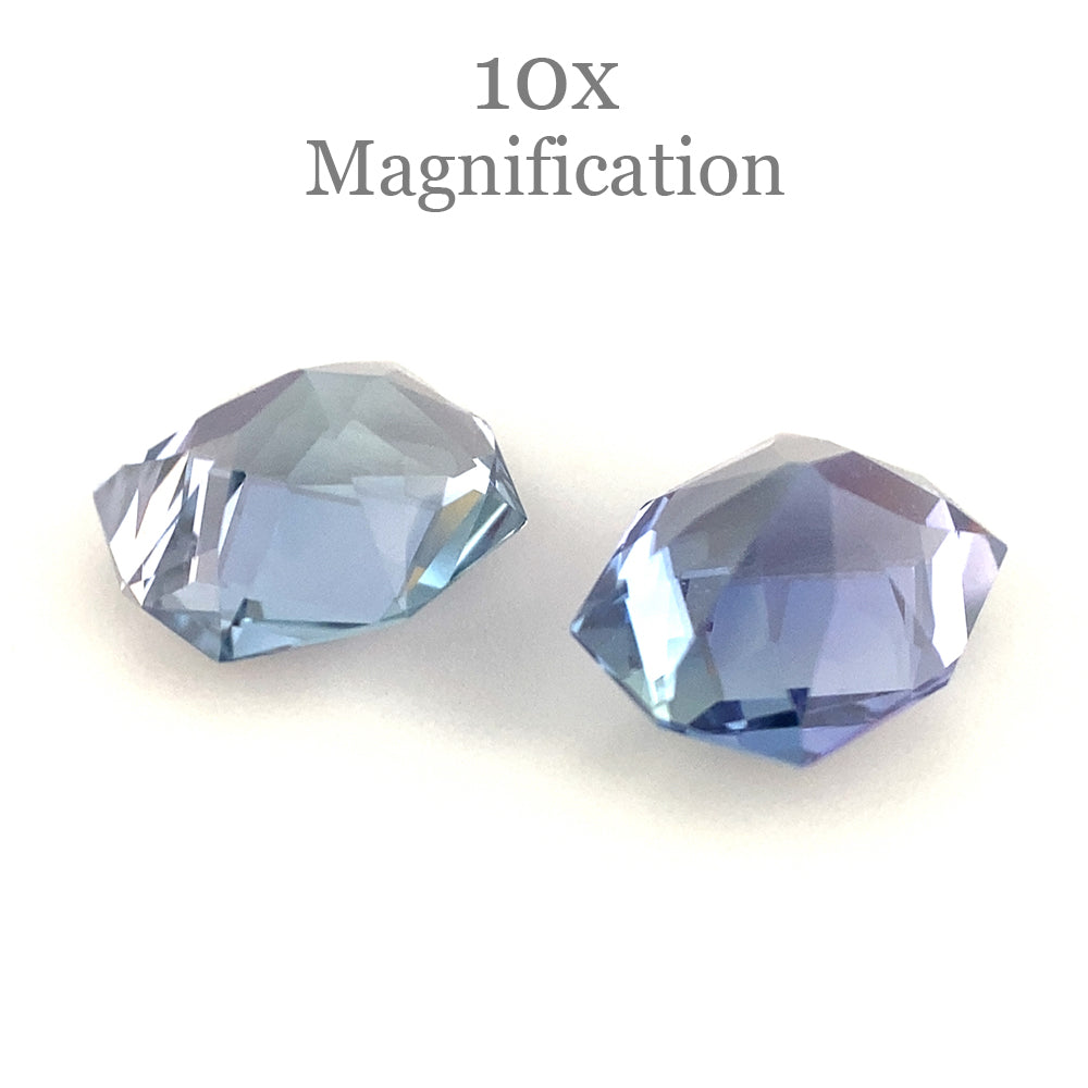 SkyJems 2.5ct Cushion Tanzanite Precision Cut Pair from Tanzania, vivid violet-blue gemstone duo